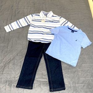 Nautica Boys 3 pc. Set. Jeans, Shirt, and Button Down Shirt. NWT.